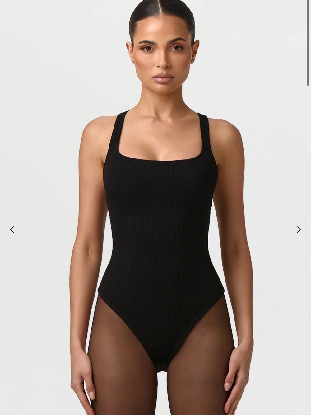 naked wardrobe Black Ribbed Square-Neck One-Piece Swim
